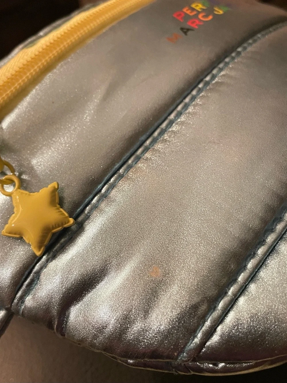 Marc Jacobs Iridescent Blue Belt Bag with Yellow Trim